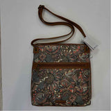 Sakroots Brown-Multi Faux Leather Pattern Crossbody Handbag