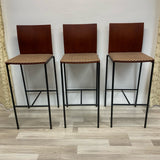 Red multi Metal-Wood Stool