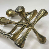Brutalist Brass 3 Tapers Candelabra