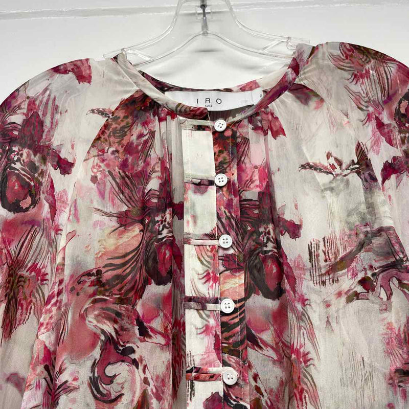 IRO Paris Size 32-XS Women's White-Multicolor Pattern Button Up Blouse