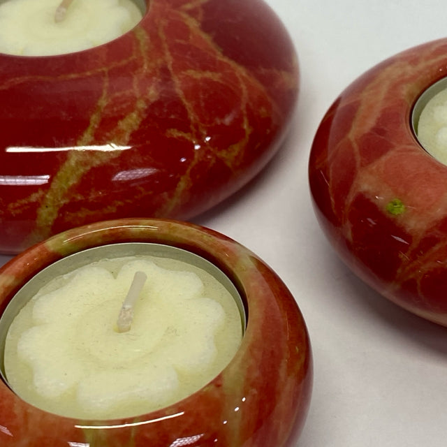 Made in Italy Votive Red Marble Candle Holder(s) - Set of 3