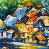 Oil Painting on Canvas of a Village by Hung Pham