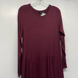 Saint + Sofia Size 12-L Women's Burgundy Solid Maxi-Long Sleeve Dress