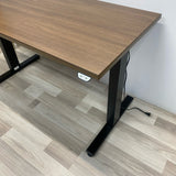 Brown-Black Wood-Metal Adjustable Height Desk