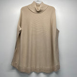 Reba Size L-M Women's Beige Beaded Turtle Neck Poncho-Cape