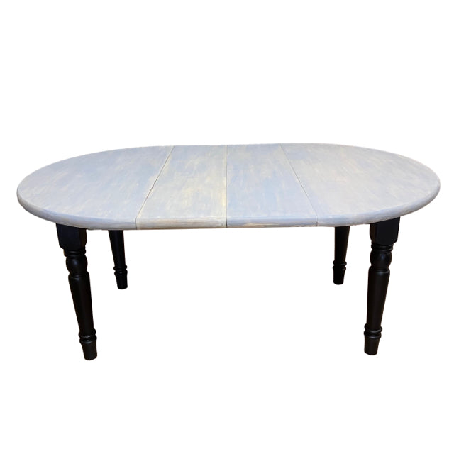 Gray-Black Wood Round Dining Room Table