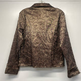 Samuel Dong Women's Size M Brown Embroidered Zip Up Jacket