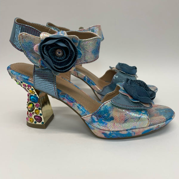 L'Artiste Size 42 (11) Women's Blue-Multi Beaded Strappy Heels
