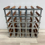 Brown-Silver Wood-Metal Wine Rack