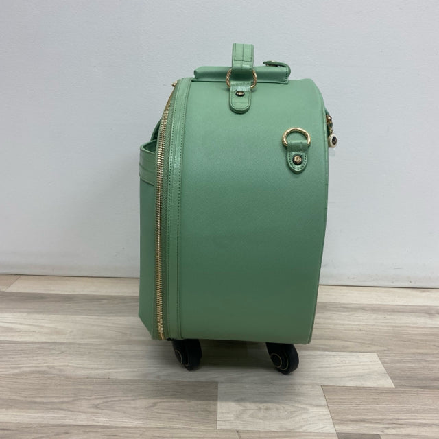 Smart Birdy Pistachio Green Solid Faux Leather Round Suitcase