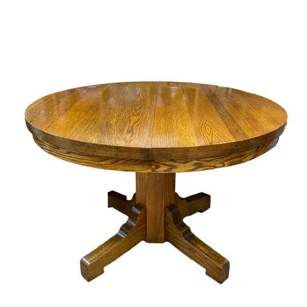 Pedestal Brown Oak Dining Room Table