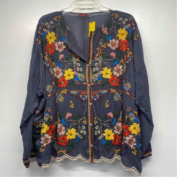 Johnny Was Size S Women's Blue-Multi Embroidered Tunic Blouse