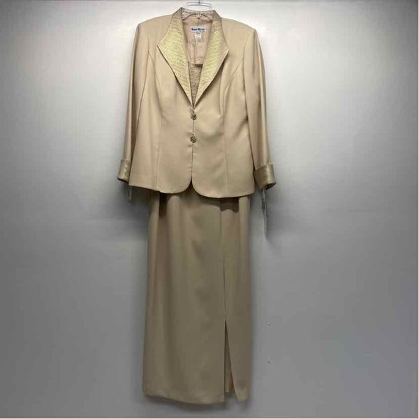 Karen Miller Size 14-L Women's Champagne Shimmer Maxi Dress w Long Sleeve Jacket