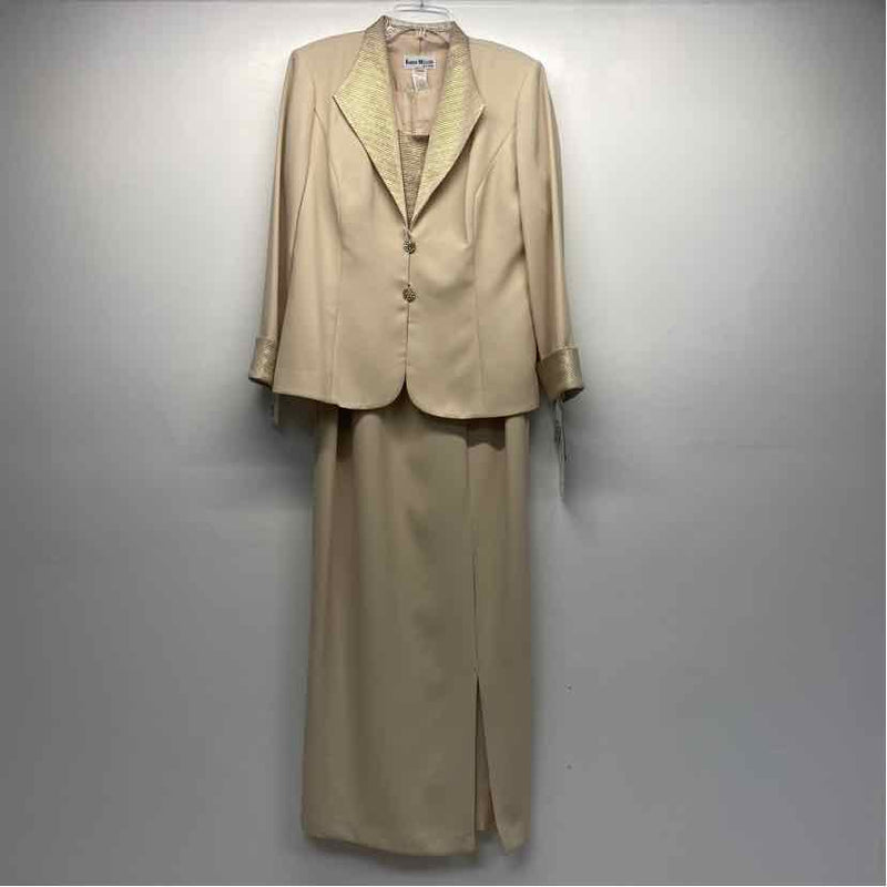 Karen Miller Size 14-L Women's Champagne Shimmer Maxi Dress w Long Sleeve Jacket