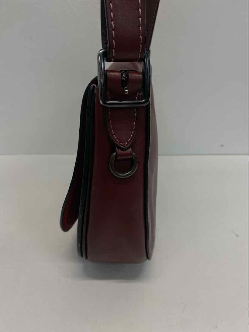 Coach Burgundy Solid Leather Crossbody Handbag