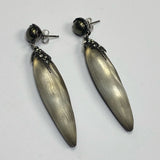 Alexis Bittar Long Textured Iridescent Stone Earrings