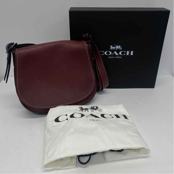 Coach Burgundy Solid Leather Crossbody Handbag