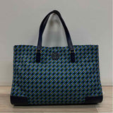 Tory Burch Navy-Green Nylon Signature Tote Handbag