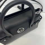 Michael Kors Black Leather Animal Print Satchel Handbag