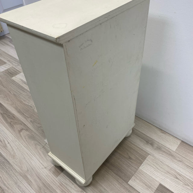 Handpainted White-Multicolor Wood Small Cabinet