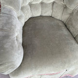 High Wing Back Green Textile Tufted Chair