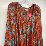 Sundace Size L Women's Red-Aqua Pattern Boho Dress