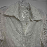 Cino Size M Women's White Eyelet Button Up Shirt