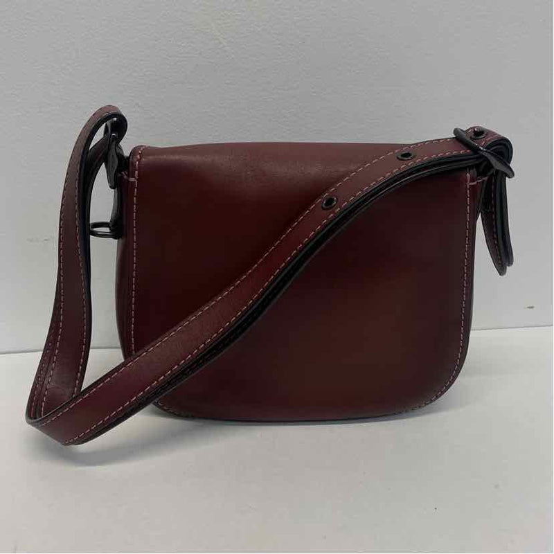 Coach Burgundy Solid Leather Crossbody Handbag