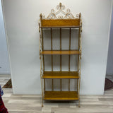 Folding Beige Metal-Wood Baker's Rack