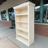 Off White Solid Wood Bookshelf with 5 shelves 2 removable and adjustable