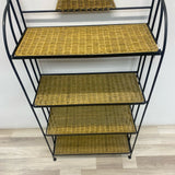 Folding Black-Tan Metal- Wicker Baker's Rack