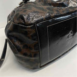 Kathy Van Zeland Brown-Black Faux Leather Animal Print Shoulder Handbag