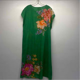 Johnny Was Size Xl Women's Green-Multi Floral Midi Cap Sleeve Shift Dress