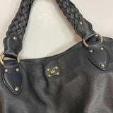 Michael Kors Black Leather Pebbled Hobo Handbag