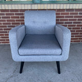 Gray Fabric Tweed Mid Century Modern Accent Chair