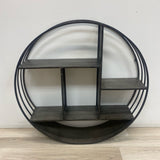 Hanging Gray Metal Round Shelf Unit