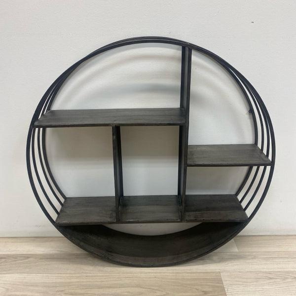 Hanging Gray Metal Round Shelf Unit