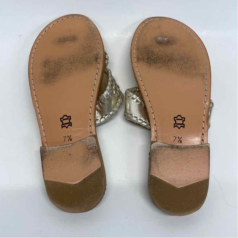 Palm Beach Size 7.5 Women's Gold Solid Camel Toe Sandals