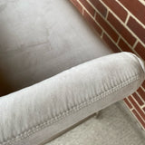 Frontgate Swivel Gray Velvet Bar Height Solid Stool