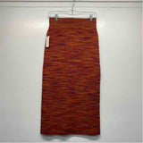 Maeve-Anthropologie Size M- (6-8) Women's Orange-Multi Pattern Pencil-3/4 Skirt