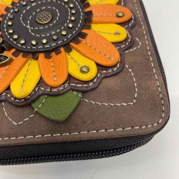 Chala Brown Faux Leather Patchwork Zip Around Wallet