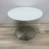 Bernhardt Design Pedestal Stain Steel Glass Table