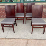 Set of 4  Brown-Gray Solid Wood Solid Chair