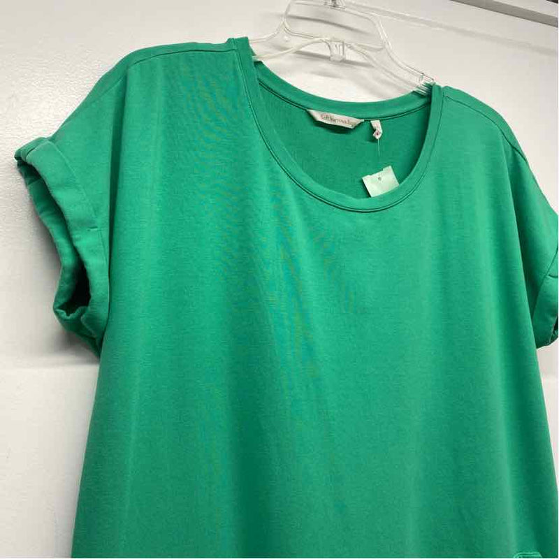Soft Surroundings Size L Women's Green Solid Shift Dress