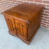 Brown Wood Side Table with 2 Doors