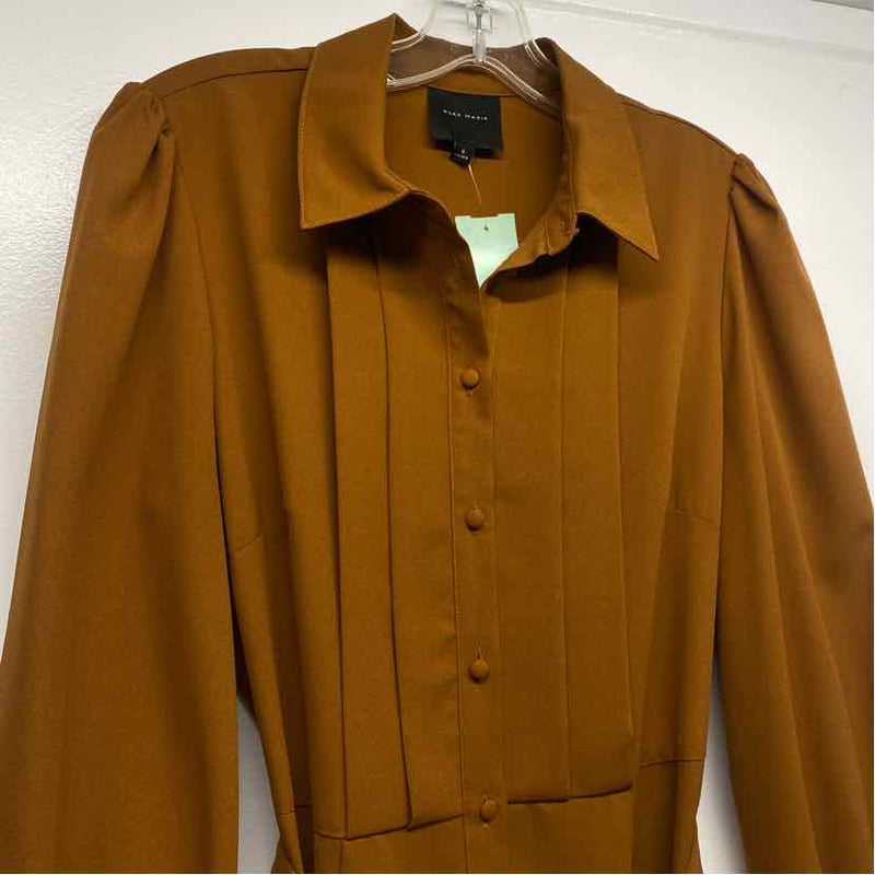Alex Marie Size 6-S Women's Brown Solid Shirt Dress