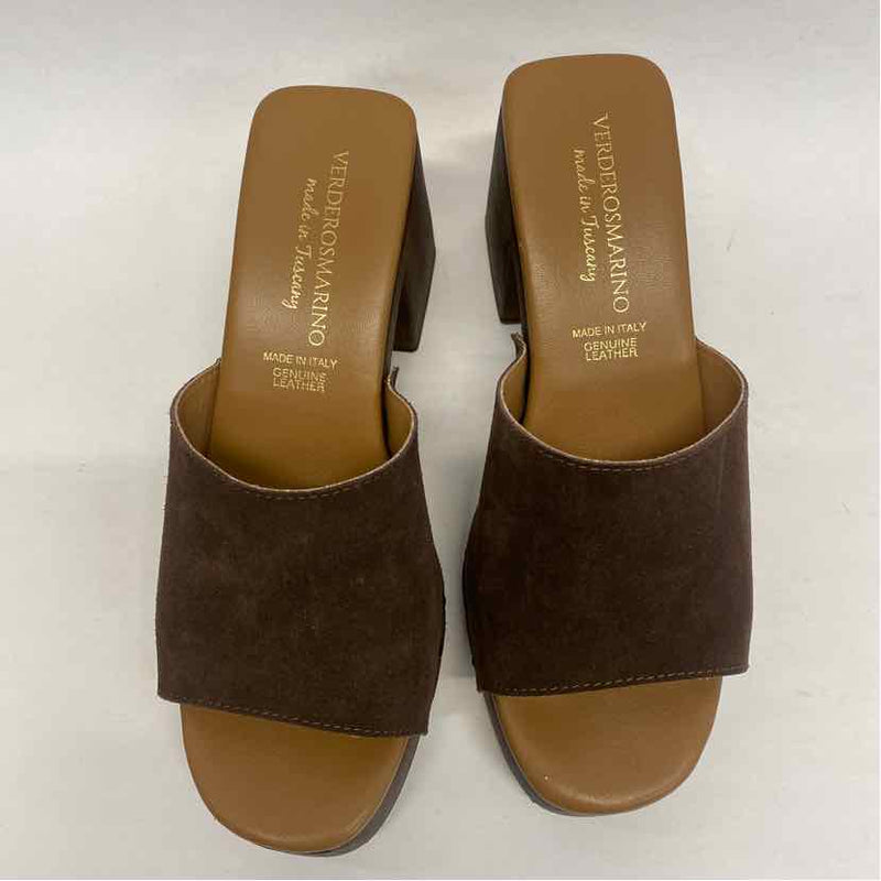Verderosmarino Size 40-9 Women's Brown Solid Heel Sandals