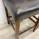 Pair Dark Brown Faux leather Counter Height Stool