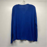 Johnny Was Size L Women's Blue Solid V Neck Long Sleeve Top