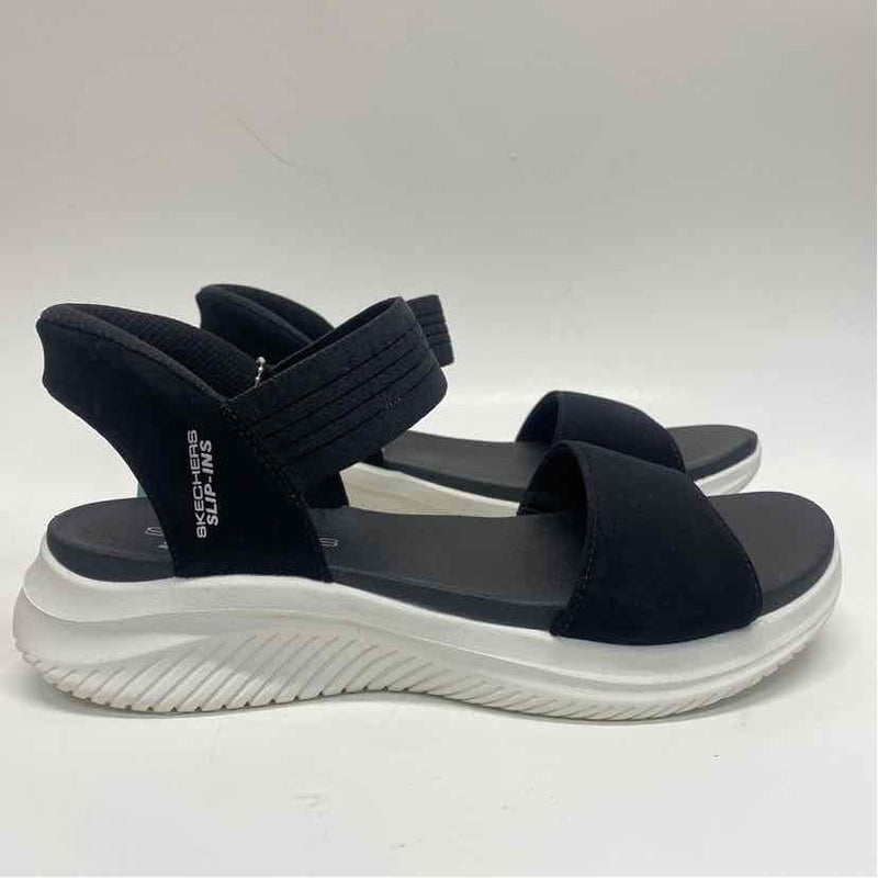 Skechers Size 7 Women's Black Solid Strappy Sandals